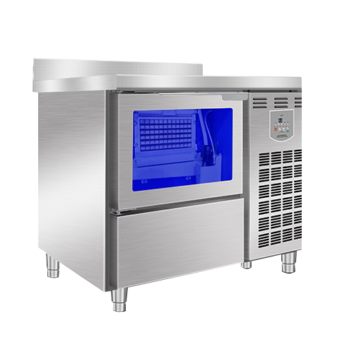梅州吧台式制冰机商用不锈钢咖啡奶茶店方形制冰机操作台冷柜定制