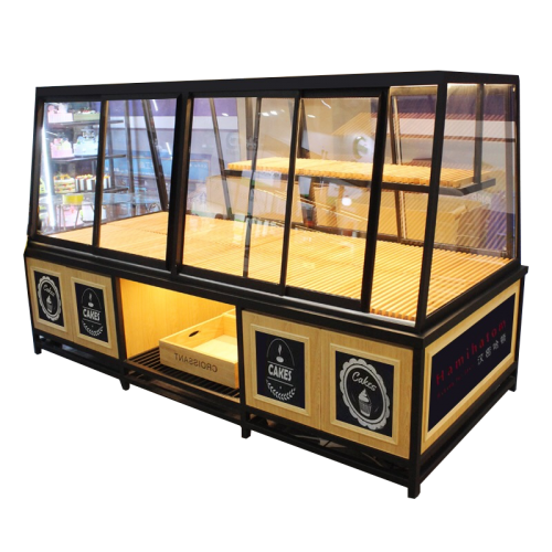 梅州实木松木面包房展示柜展示冷柜边柜中岛柜蛋糕模型展架